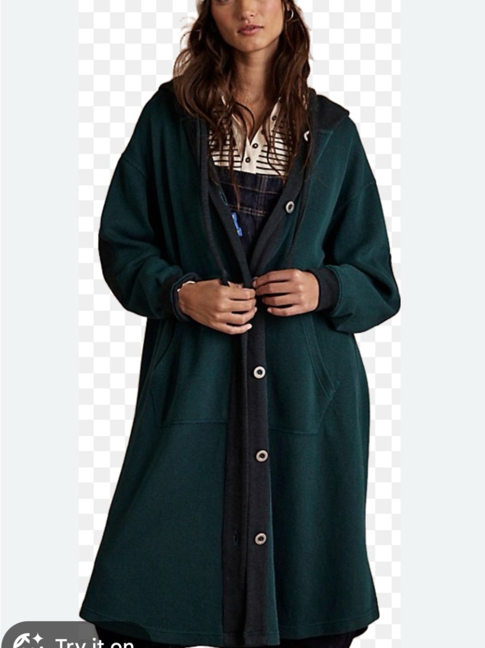 Free People Dark Green Tomorrows Sweatshirt Cardigan